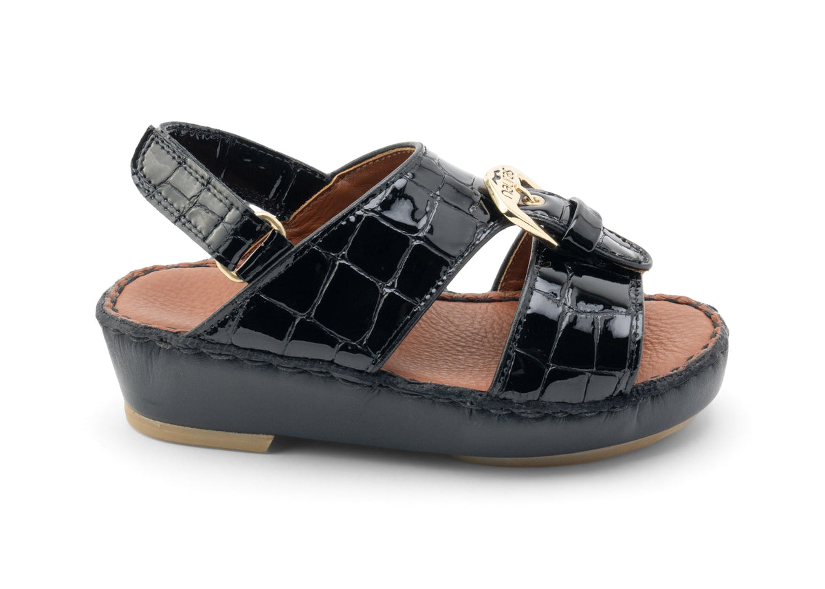 Kids Leather Sandals Strap TS 1493 LAK - Black