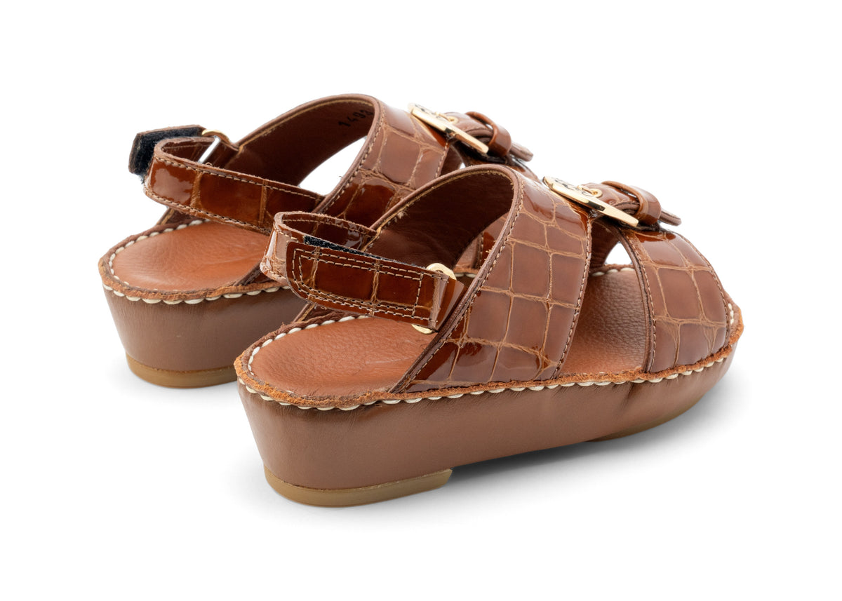 Kids Leather Sandals Strap TS 1493 LAK - Brown