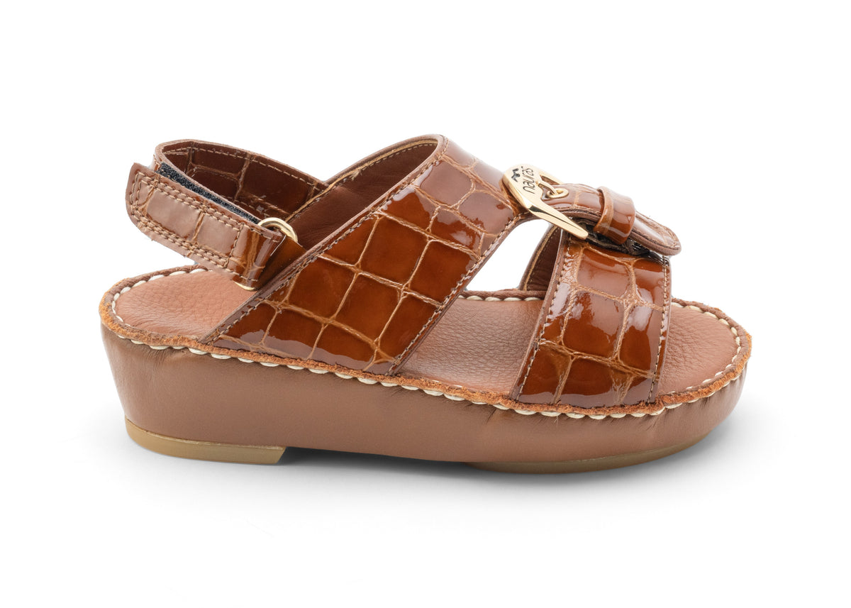 Kids Leather Sandals Strap TS 1493 LAK - Brown