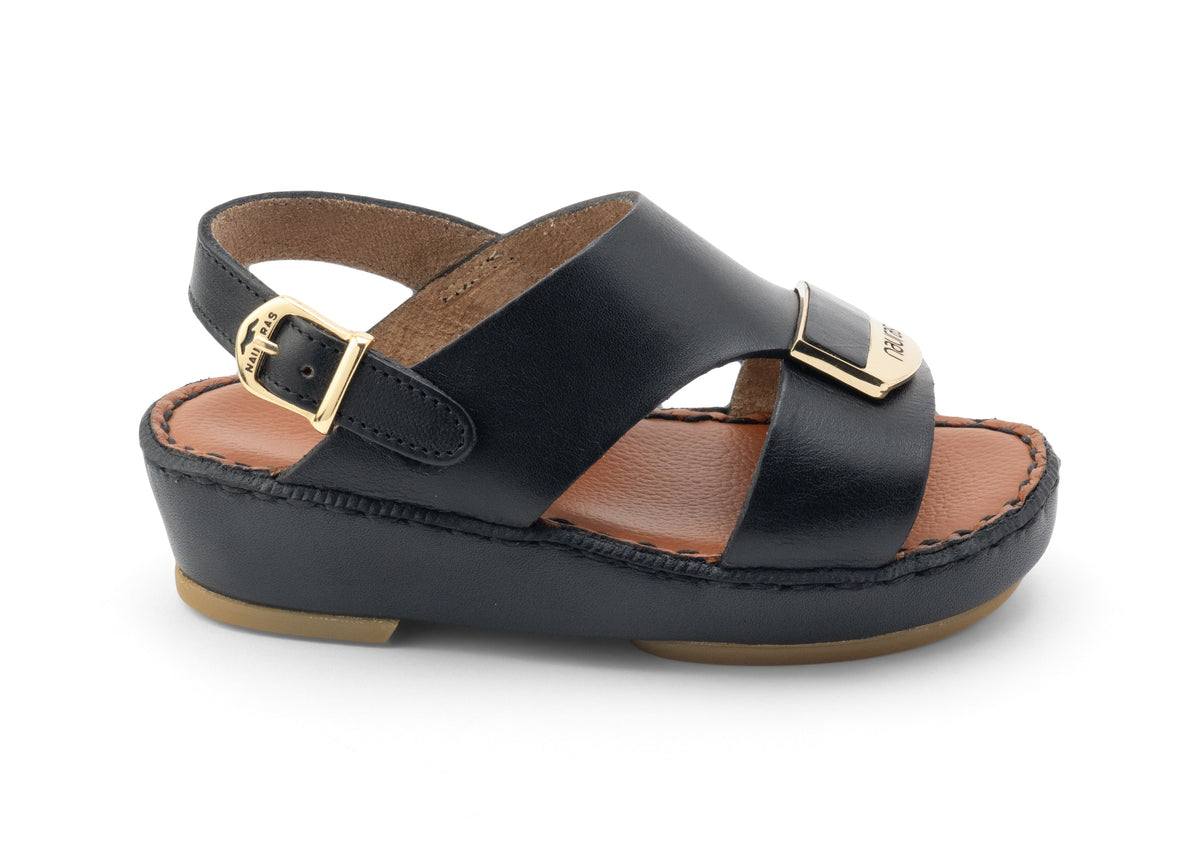 Kids Leather Sandals Strap TS 404 NC - Black