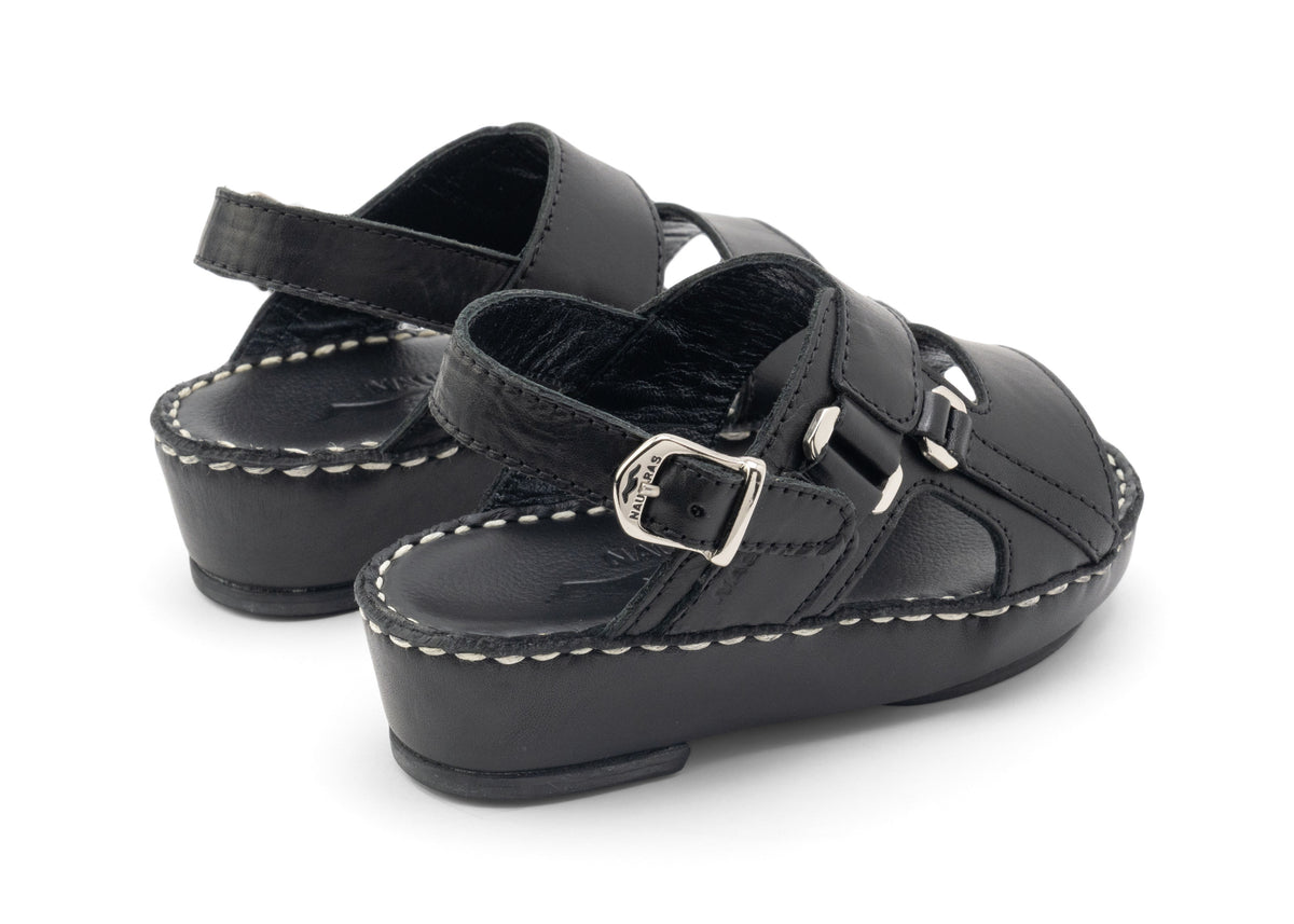 Kids Leather Sandals Strap TS S4781 C - Black
