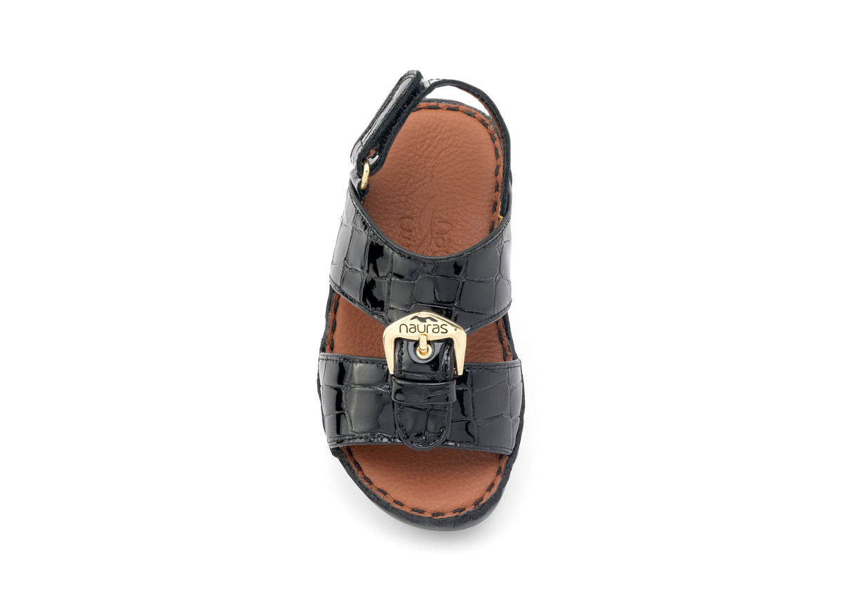 Kids Leather Sandals Strap TS 1493 LAK - Black