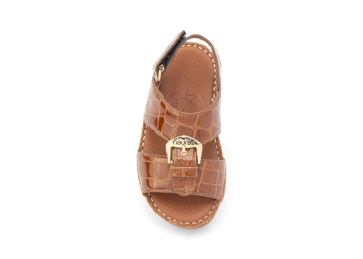 Kids Leather Sandals Strap TS 1493 LAK - Brown