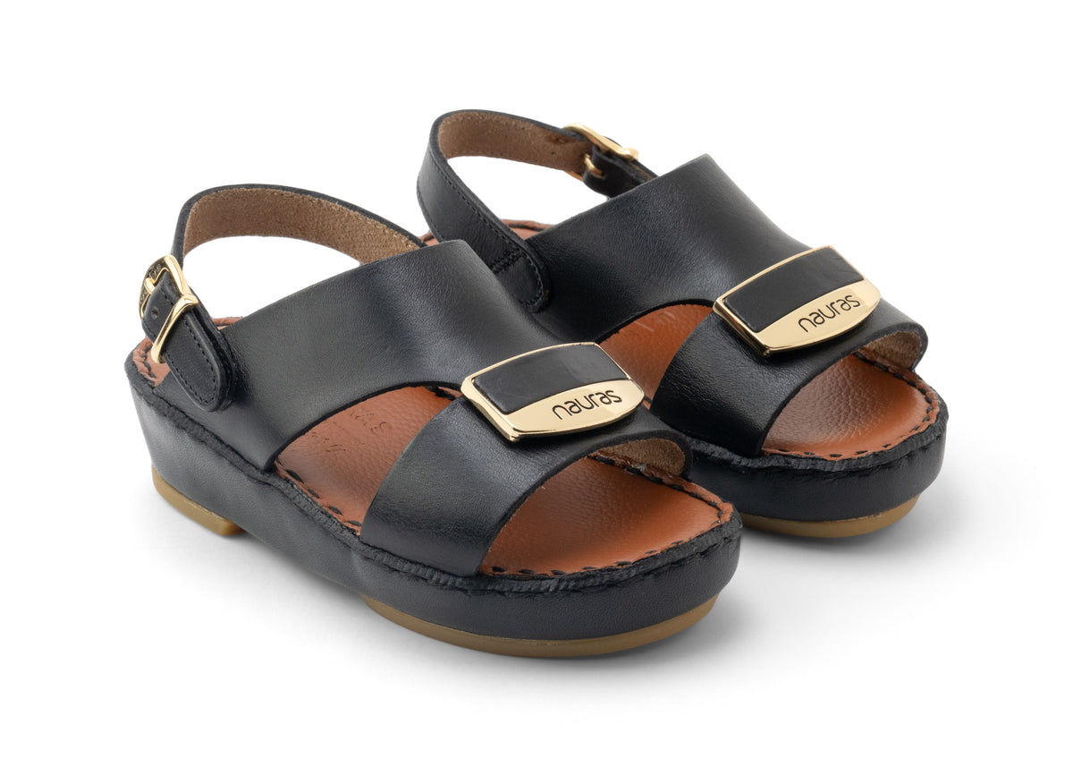 Kids Leather Sandals Strap TS 404 NC - Black