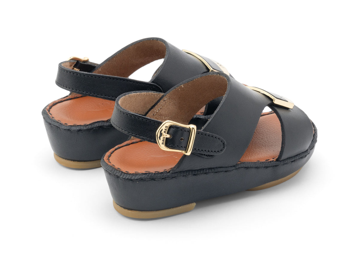 Kids Leather Sandals Strap TS 404 NC - Black