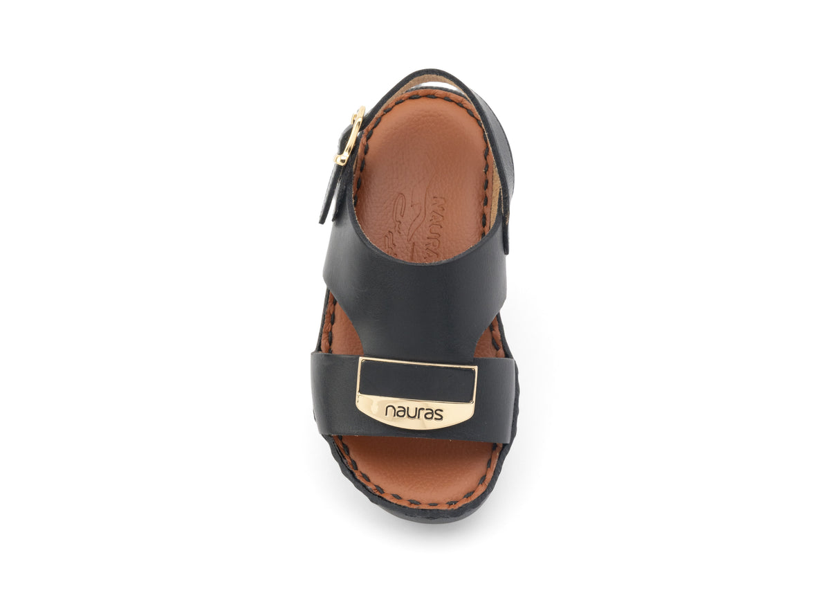 Kids Leather Sandals Strap TS 404 NC - Black
